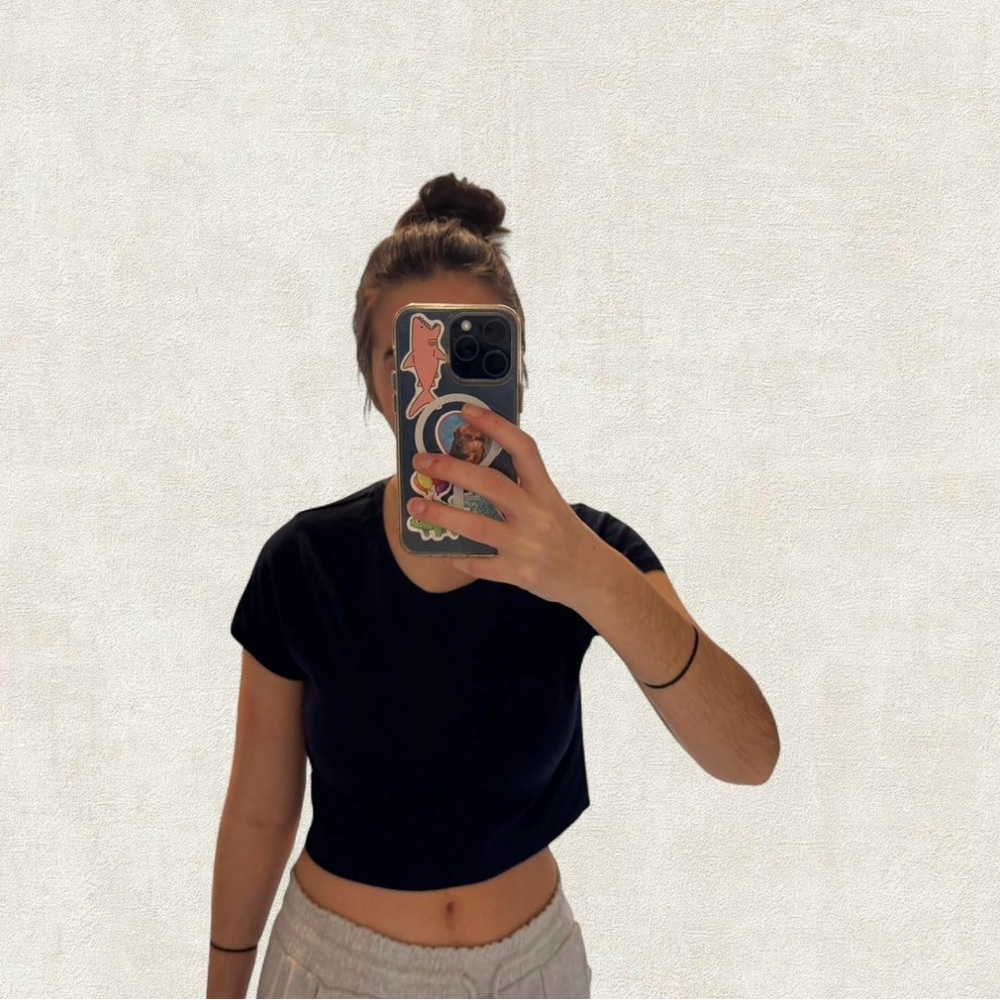 Aerie Navy Blue Short Sleeve Crop Top